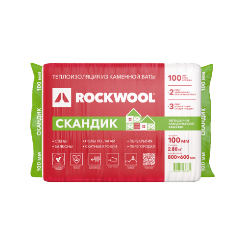 Утеплитель Rockwool Лайт Баттс Скандик 800х600х100 мм