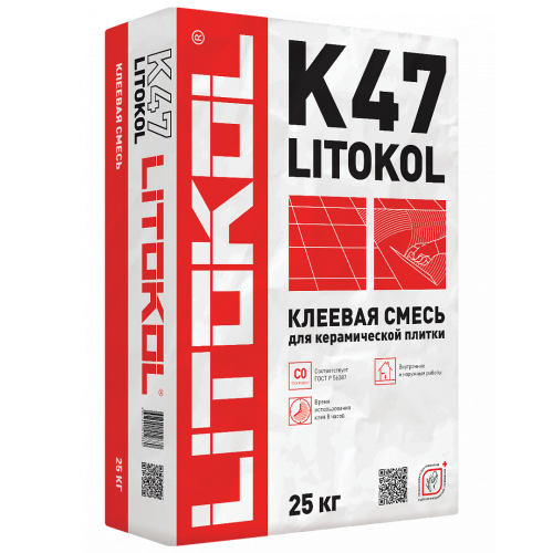 Клей для плитки Litokol K47 серый 25 кг